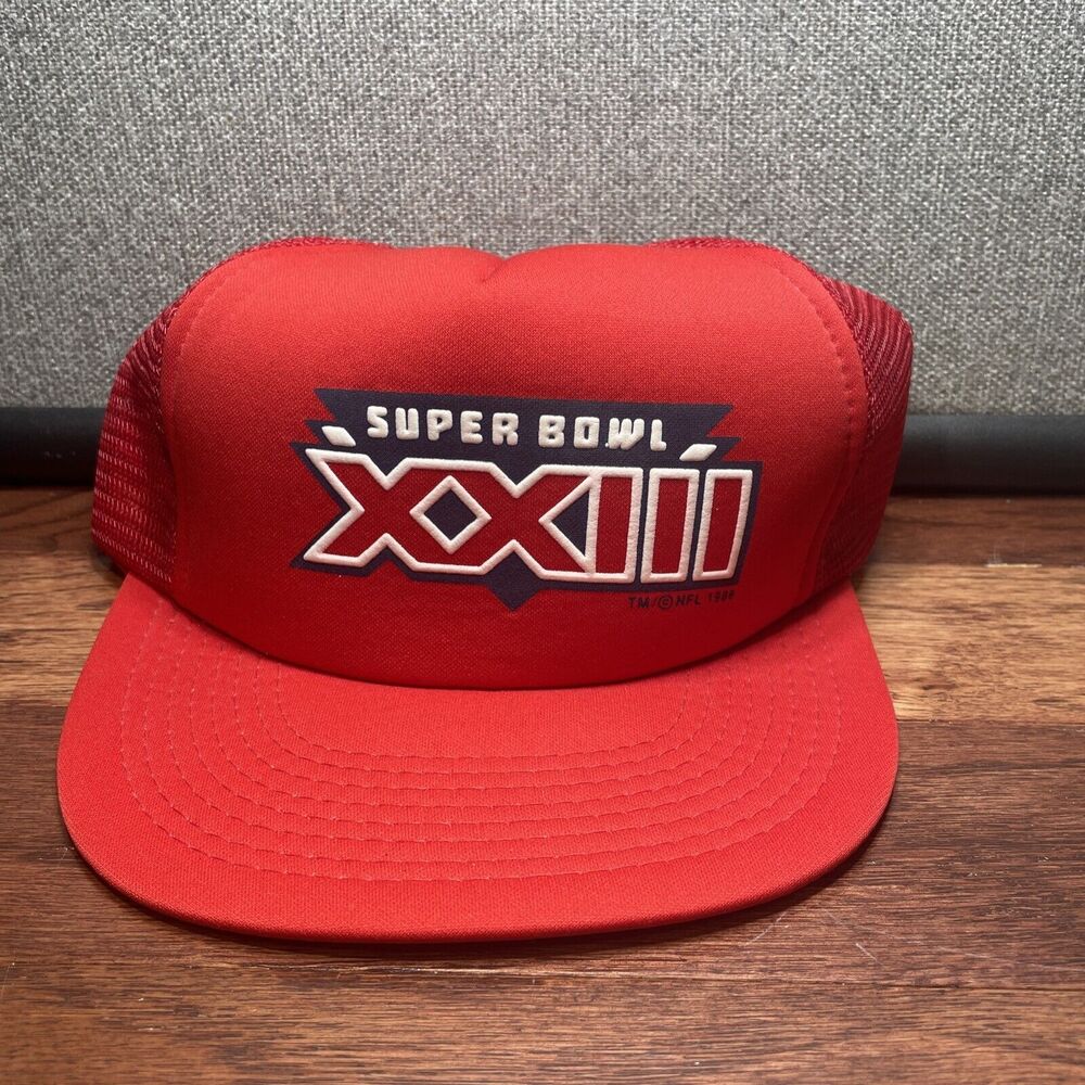Super Bow Old Stock Vintage XXIII NFL 1988 Winston Red Trucker Mesh Cap ** NEW